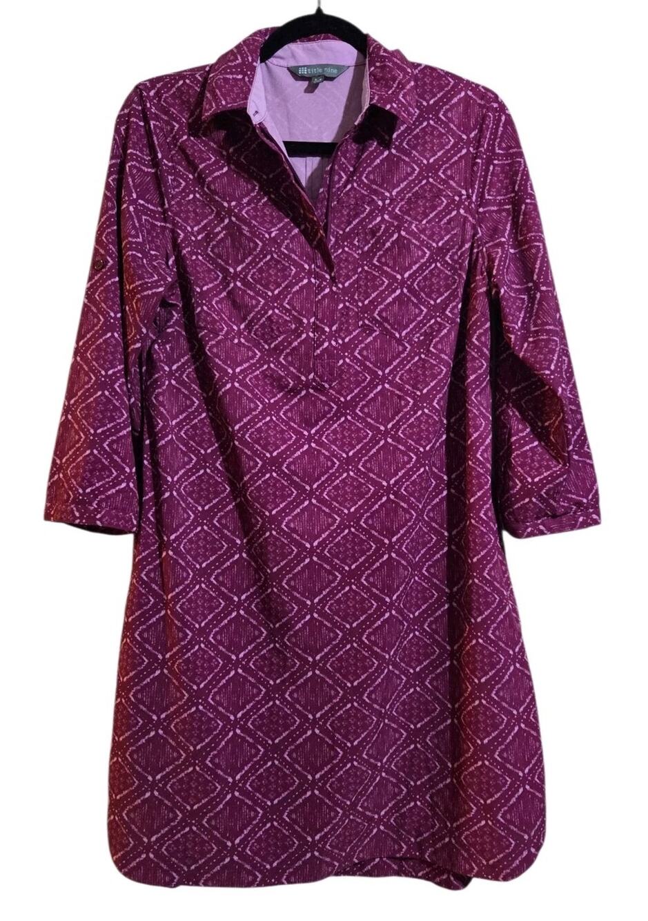 Title Nine Nimblene 1/4 Zip Medium Dress Print Lightweight Zip Pockets Athletic